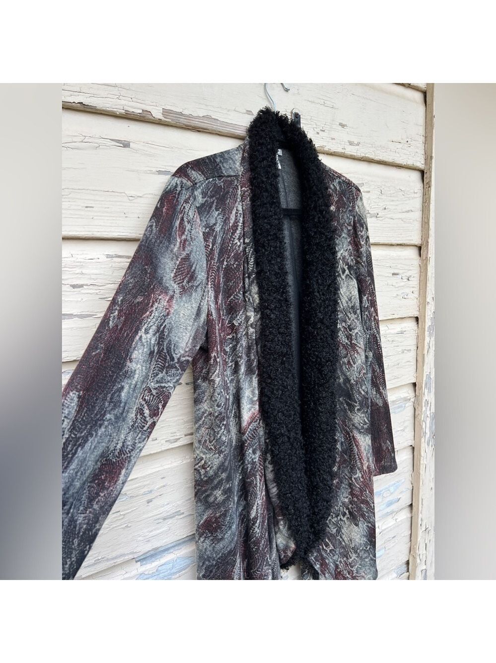 Alberto Makali Snakeskin Print Open Front Longline Waterfall Fall Cardigan XL - Picture 2 of 8